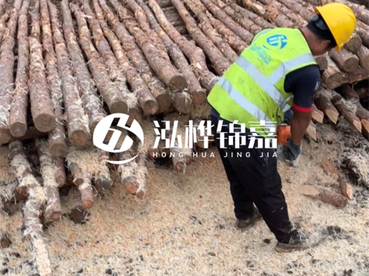 松木樁廠家泓樺錦嘉-打松木樁一天能完成多少根的施工量？